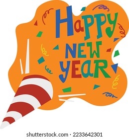 illustration vector graphics of Happy new year-good for-postcard-sticker-cover-notebook-t shirt