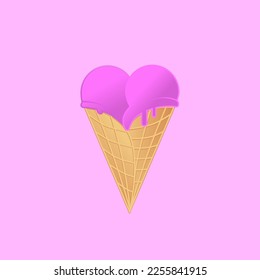 Illustration vector graphics ice cream heart shaped great for adding elements to your design 