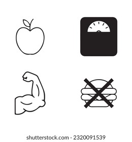 Illustration of vector graphics of icons about healthy living. Perfect for use in web design, illustration, presentations, etc.