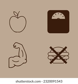 Illustration of vector graphics of icons about healthy living. Perfect for use in web design, illustration, presentations, etc.
