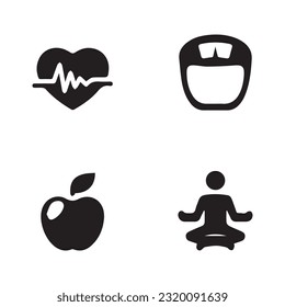 Illustration of vector graphics of icons about healthy living. Perfect for use in web design, illustration, presentations, etc.