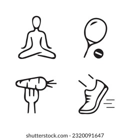 Ilustración de gráficos vectoriales de íconos sobre vida saludable. Perfecto para el uso en diseño web, ilustración, presentaciones, etc.