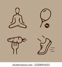 Ilustración de gráficos vectoriales de íconos sobre vida saludable. Perfecto para el uso en diseño web, ilustración, presentaciones, etc.