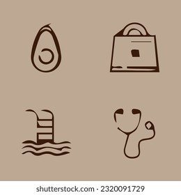 Illustration of vector graphics of icons about healthy living. Perfect for use in web design, illustration, presentations, etc.