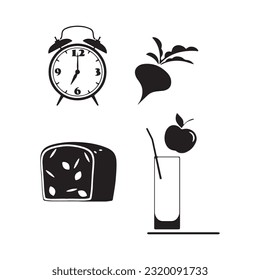 Illustration of vector graphics of icons about healthy living. Perfect for use in web design, illustration, presentations, etc.