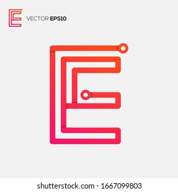 illustration vector graphics of the letter E logo with peach color and color gradation, perfect for the initials letter E, brand, business, identity E, company name E, real estate, monoline  etc.