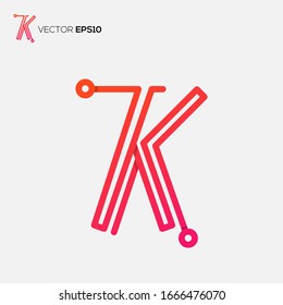Grafik der Vektorillustration des Buchstabens K mit pfirsichfarbener Farbkorrektur, perfekt für die Buchstaben K, Marke, Business, Identity K, Firmenname L, Immobilien, Monoline L usw.