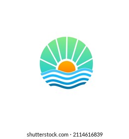 Illustration, Vektorgrafik von Logo-Design-Sonnenaufgang-Vorlage