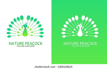 Illustration vector graphics of logo template peacock nature