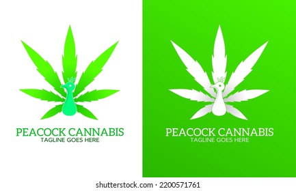 Illustration vector graphics of logo template peacock cannabis