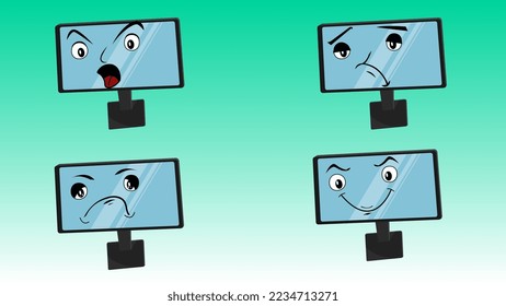 Illustration Vector graphics of Monitor with various facial expressions. suitable for icon product monitors, etc
