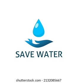 Illustration vector graphics of, hand holding water drop logo save water