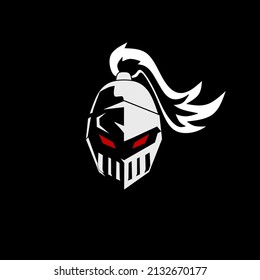 Illustration vector graphics of, template logo head knight with red eyes