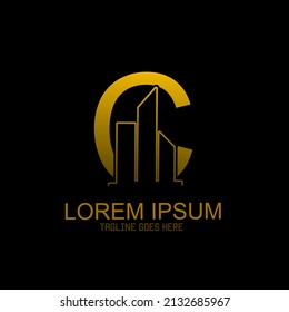 Illustration vector graphics of, template logo monogram city with initial letters C