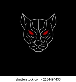 Illustration vector graphics of, template logo head panther with red eyes