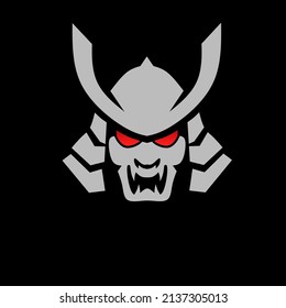 Illustration vector graphics of, template logo mask samurai red eyes