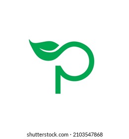 illustration vector graphics P alphabet logo with leaves perfect for company logo, website, channel, icon