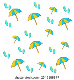 illustration vector graphics of patterns background of umbrellas and summer sandals