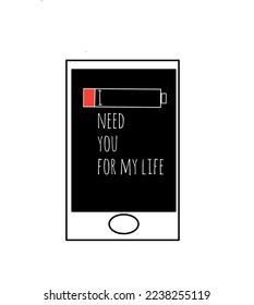 Illustration vector graphics of phone with quotes and emoji lettering for massage or social media
