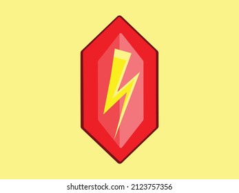 gráfico vectorial de ilustración de un cristal rojo con un relámpago en el centro