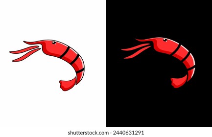 Illustration vector graphics of red shrimp logo design template suitable for seafood