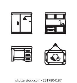 Illustration of vector graphics of residential decoration icons. Perfect for use in any web design, illustration, presentation, etc.