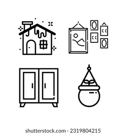 Illustration of vector graphics of residential decoration icons. Perfect for use in any web design, illustration, presentation, etc.