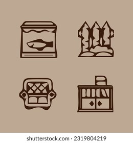 Illustration of vector graphics of residential decoration icons. Perfect for use in any web design, illustration, presentation, etc.