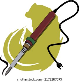 Ilustración de gráficos vectoriales de hierro soldador con fondo artístico. Es bueno para banner o folleto para reparación electrónica, vendedor electrónico, etc.