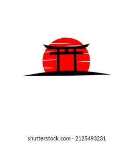 Illustration vector graphics of template logo tori gate from Japan