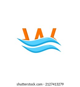 Illustration vector graphics of template logo monogram wave initials W