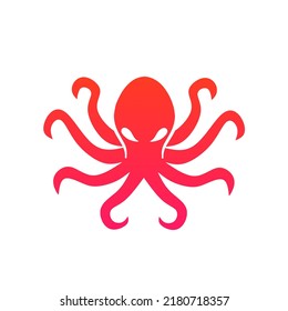 Illustration vector graphics of template logo octopus gradient red color perfect for seafood, brand, aquatic