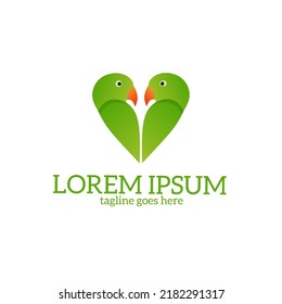 Illustration vector graphics of template logo two love bird green color
