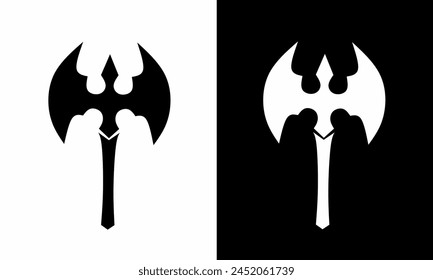 illustration vector graphics of template logo design black and white axe