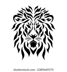 illustration vector graphics of tribal art abstract black lion face