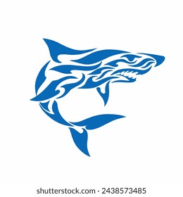 Illustration vector graphics of tribal art design abstract blue shark