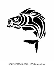 Illustrationsvektorgrafiken von Stammeskunst-Design abstrakt in der Form eines Fisches geeignet für Tätowierungen