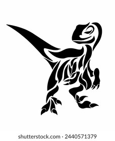 Illustration vector graphics of tribal art abstract black dinosaur raptor Suitable for tattoos