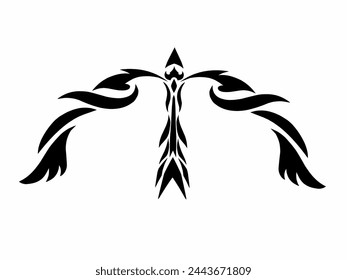 Illustration vector graphics of tribal art abstract design in the shape of an arrow
