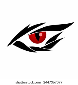 Ilustración gráfica de Vector de arte tribal diseño de ojos de dragón rojo con una mirada aguda sobre un fondo blanco