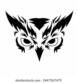 Illustration vector graphics of tribal art tattoo design face owl black color