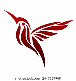 Illustration vector graphics of tribal art abstract design red hummingbird on a white background