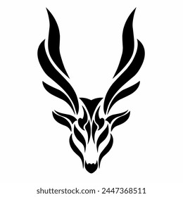 Illustration vector graphics of tribal art abstract design of a deer's head with antlers on a white background