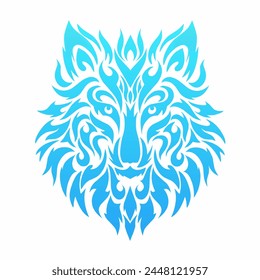 illustration vector graphics of tribal art design ice wolf head