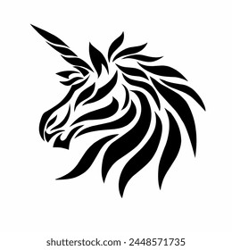 illustration vector graphics of tribal art design unicorn horse head on a white background