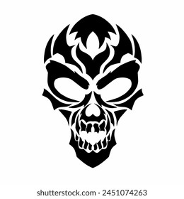 illustration vector graphics of tribal art design black skull head