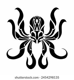 illustration vector graphics of tribal art tattoo design abstract octopus with tentacles