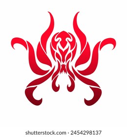 illustration vector graphics of tribal art tattoo design abstract octopus with tentacles