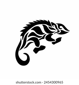 illustration vector graphics of tribal art tattoo design chameleon abstract