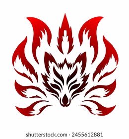 illustration vector graphics of tribal art design nine tailed fox tattoo for symbol